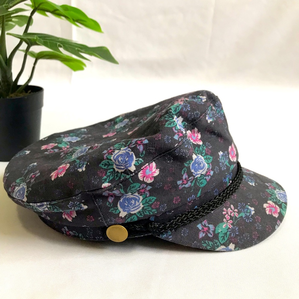 Denver Hayes black floral captain sailor cap hat
